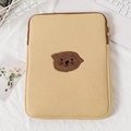 Detail van schattig kattenborduurwerk op beige gevoerde laptophoes voor 11-15 inch apparaten - 11" / Broken Wit