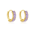 S925 sterling silver gold hoop earrings with baguette-cut purple zircon gemstones - 925 Silver / 18K Gold with Purple Zirconia