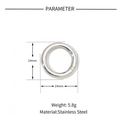 Macro detail of 24mm stainless steel spring ring clasp with measurement annotations - Round (Outer Diameter 24mm) / Steel