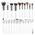 Professionele 30-delige witte en zilveren make-up borstelset met zachte haren - 30 Stuks Wit