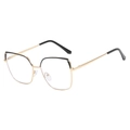 Montatura per occhiali cat-eye in metallo nero e oro con lenti anti-luce blu alla moda - Montatura Nera
