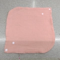 Pink muslin cotton baby bib square with four snap buttons and natural wrinkled texture - Pink (49#)