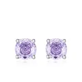 Elegant 925 sterling silver stud earrings featuring round violet rose-cut gemstones - Light Purple 8MM
