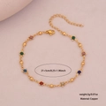 Golden copper anklet featuring colorful star charms and adjustable extension chain - 2# Star Style