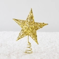 Puntale per albero di Natale a stella dorata glitterata con struttura metallica - 15cm di Diametro / Glitter Oro