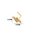 Gold L-shaped nose stud featuring a geometric setting with six clear cubic zirconia stones - No.6 Gold Lightning (HSPJ0149)
