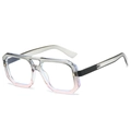 Polygon-Sonnenbrille mit Doppelsteg und grau-rosa verlaufendem, transparentem Rahmen - Grau Rosa Klare Linsen