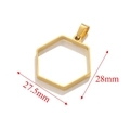 Golden hexagonal hollow stainless steel pendant frame for DIY jewelry 28mm x 27.5mm - Hexagon / Gold