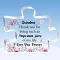Puzzle-shaped acrylic plaque with grandma message and floral design for Mother's Day - Grandma Sky Style (Q61)