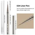 Macro detail of 11mm silver metal nail liner brush with length specs and protection cap - 03# Liner Brush