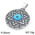 Collier vintage en acier inoxydable avec pendentif œil bleu maléfique en argenté - Style C Pendentif Rond Œil Bleu Argenté (KP116663-MZOZ)