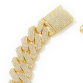 Chaîne cubaine dorée style hip-hop ornée de diamants zircons brillants pour hommes et femmes - 7" / Or
