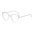 Retro cat-eye transparent eyewear with sleek silver metal temples and clear frames - Transparent Silver Frame Anti-blue Light C6