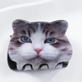 Molla per capelli con gatto tigrato grigio in acrilico e vivaci occhi blu - Piccolo gatto a strisce grigie (D18-1-15)