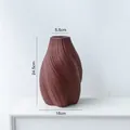 Jarrón de cerámica espiral marrón rojizo decorativo para el hogar 24,5cm - 2195-2 Mediano / Rojo Marrón