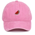 Detailed embroidery of a watermelon slice on a pink washed cotton vintage baseball cap - One Size / Pink