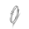 Gekreuzter S925 Silberring für Damen mit Zirkonia und verstellbarer Ringgröße - Damenring / Silber