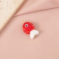 Hand-painted red and white clownfish glass pendant bead with gold ring on pink silk - Red & White Striped Fish Single Loop (5#) / Gold
