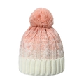 Gorro de invierno de punto degradado rosa y blanco con pompón suave y diseño de trenzas - M (56-58cm) / Rosa
