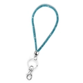 Cordino da polso con strass blu brillante e portachiavi in argento per badge ID - Corto Blu Lago / Blu lago