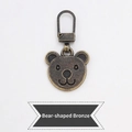Universal bear-shaped metal zipper pull replacement in vintage bronze finish - Bear Shape - Bronze