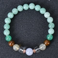 Colorful natural stone beaded bracelet with tiger eye and rose gold accents on black pad - Aventurine & Tiger's Eye Multi-Gemstone (Style 8)