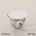 Anillo minimalista de acero inoxidable plateado con gran disco ovalado blanco pulido - US 6 / Color Acero Pulido (KR111197-TOM) / Color Acero