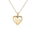 18K vergoldete Mom-Herz-Halskette mit bunten Zirkoniasteinen für Mütter - MOM Schriftzug+Regenbogen Zirkon+Massives Goldherz