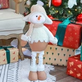 Pupazzo di neve in peluche lavorato a maglia con gambe estensibili in scena natalizia - Pupazzo di neve Telescopico / 60-90CM / Cammello