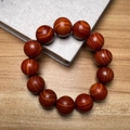 Sandalwood beaded bracelet for men featuring 12 polished red-brown round wooden beads - 10mm 19 Beads / Red Sandalwood