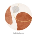 Round Nordic abstract rug featuring caramel and grey geometric blocks with golden curves - Diameter 160CM / Round Late Autumn