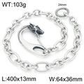 Punk style stainless steel wallet chain with detailed silver dragon head clasp and O-ring - Vintage Large Dragon Head Style-40cm(KK117-Z)