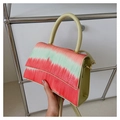 Borsa a tracolla alla moda con sfumatura rossa e verde e dettagli in metallo dorato - Rosso