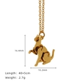 Goldene Titanstahl-Halskette mit Katzenanhänger, poliert und mit Größenangaben - Katze / Gold