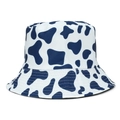 Cappello a secchiello reversibile con stampa mucca blu navy e bianco in cotone outdoor - Taglia unica / Blu navy