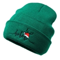 Groene kerstgebreide muts met Hohoho-borduurwerk en feestelijke rendiergewei-details - Groen