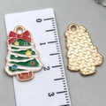 Christmas tree charm pendant with green oil drop finish and a gold hanging loop - Green Christmas Tree (22x15mm)