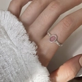 Minimalist 925 sterling silver ring featuring a pink oval gemstone on model finger - Pink Oval Gemstone Style(JZ0455)