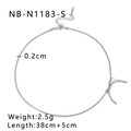 Detailed view of silver bow necklace specs with weight and chain length dimensions - Silver Butterfly Bow Style (NB-N1183-S) / Silver