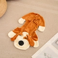 Adorable brown and white puppy plush skin laying on a textured cream rug with a basket - 50cm (No Filling/No Zipper) / Brown Shell