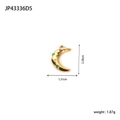 Macro view of a 18k gold plated moon pendant with colorful rhinestones and size details - Gold Multicolor Zirconia Moon