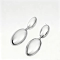 Silver liquid lava style double oval drop earrings with polished metallic finish - Silver EH006-1 (Double Oval Drop)