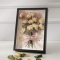 Retro wooden shadow box frame with champagne dried roses and Just For You ribbon - Black (5cm Hollow Excluding Plant Specimens) / 16-inch (30*40cm) Wall-mounted Without Bracket
