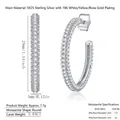 Boucles d'oreilles créoles en argent et moissanite 29mm avec pavé double rangée - 3.04 Carat / Argent/E13699