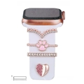 Rose gold watch strap ornaments with pink heart and cat paw for silicone bands - Paw Heart Style (5572578809365) / Black Sponge Packaging / No.26 Champagne