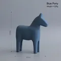 Modern blue ceramic horse ornament with matte finish for home decor, 18cm height - Minimalist Horse - Blue Small