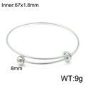 Bracciale regolabile in filo d'acciaio inossidabile argento con perlina metallica - Stile Regolabile Con Nodo Scorsoio A Perla Singola (KLJ5715-Z) / Argento