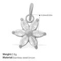 Silver stainless steel flower pendant with sparkling zircon and precise dimensions - PJ1971WES Zircon Flower-Silver
