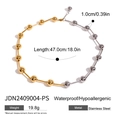 Dettaglio girocollo bicolore in acciaio inossidabile con perle oro e argento a sfere - Collana-JDN2409004-PS-Oro Argento Bicolore