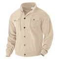 Heren beige corduroy jas met zakken maat M voor de herfst en winter losse pasvorm - S / Khaki